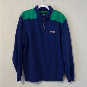Vineyard Vines Women’s Sweatshirt Blue Green 1/4 Zip Mock Neck Pullover Large